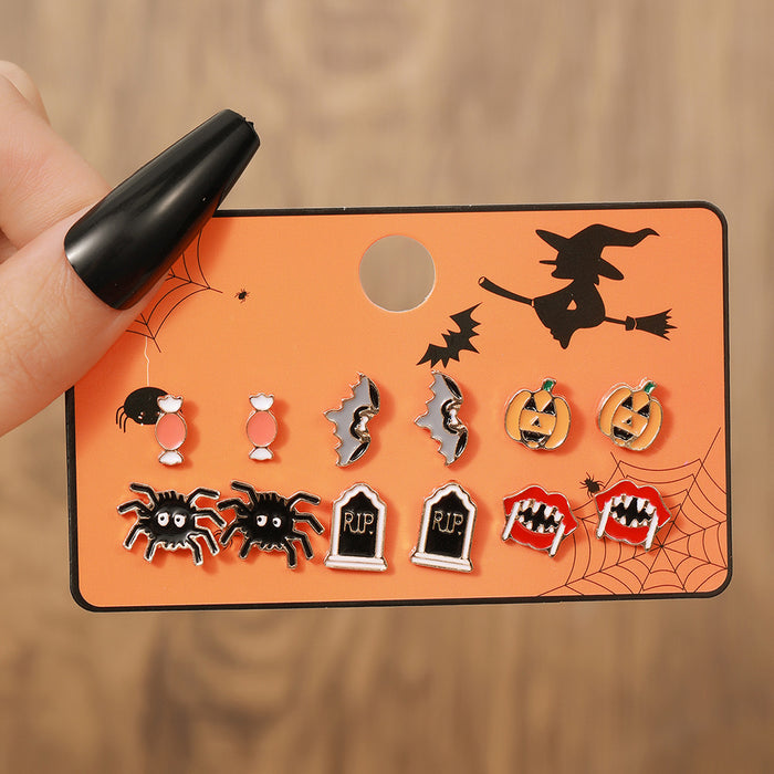 Wholesale  Earring Set Pumpkin Skull  Design Alloy Party Wear Jewelry Accessory