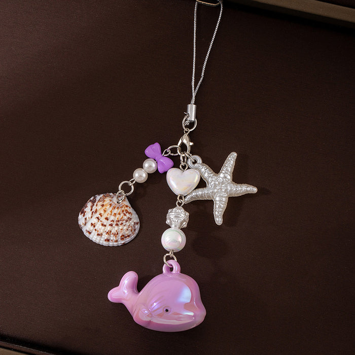 Wholesale Ocean-Style Shell and Whale Keychain Pendant