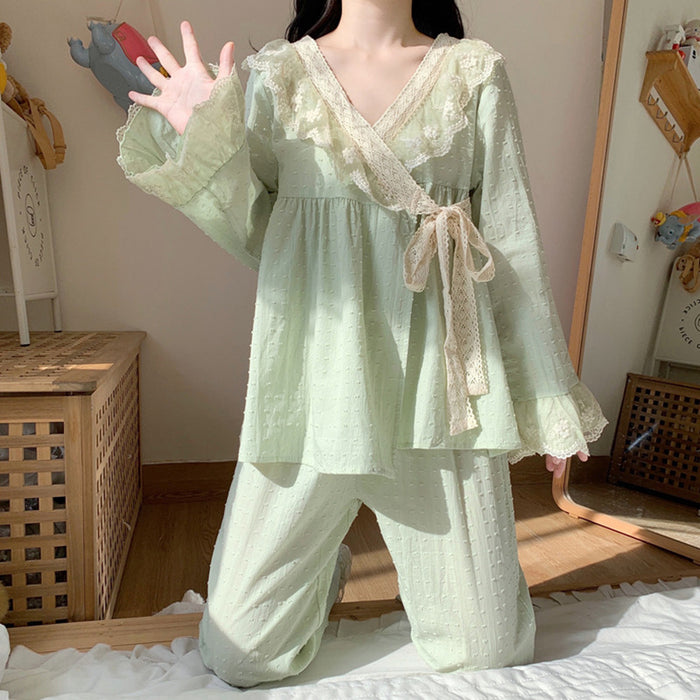 Wholesale Pajama long sleeved set, retro kimono, high-end home wear