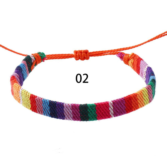 Wholesale Bohemian Cotton and Linen Fabric Braided Bracelet Colorful Ethnic Style Simple Knot Bracelet JDC-BT-XH010