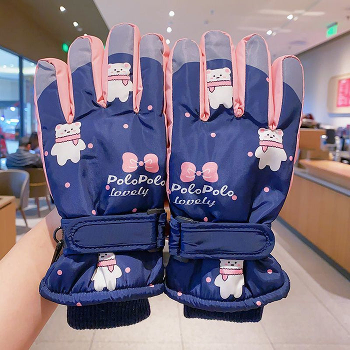 Wholesale Cartoon Windproof and Antifreeze Fleece-Lined Gloves