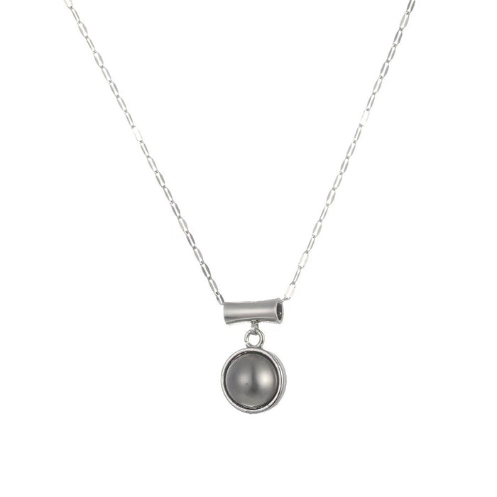 Wholesale Titanium steel double-sided pearl pendant necklace with light luxury and niche design