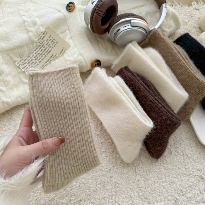 Wholesale Autumn and winter socks, children's wool mid tube socks, brushed solid color, versatile long socks, pile socks