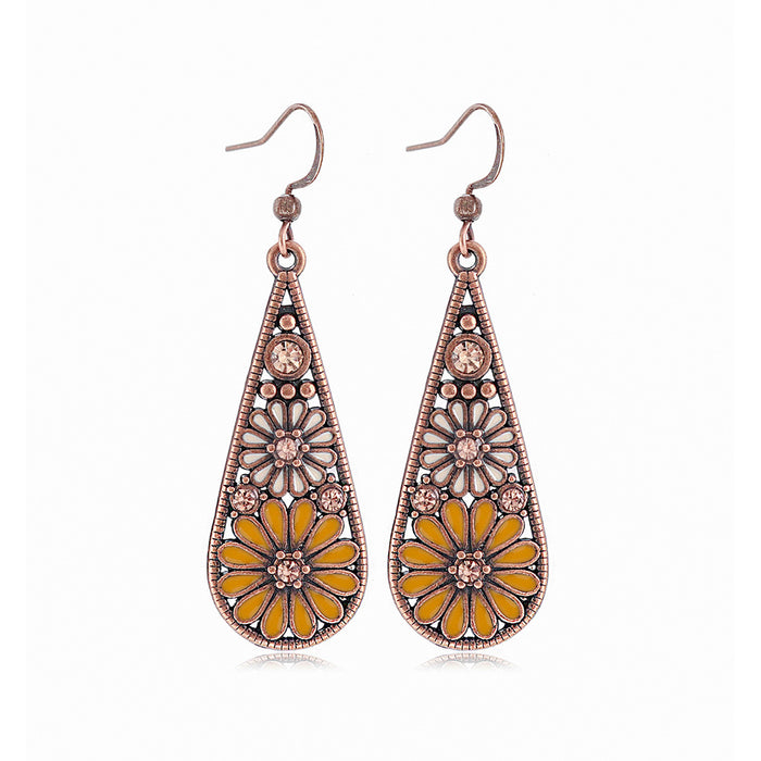 Wholesale 2pcs Bohemian drop-shaped turquoise earrings