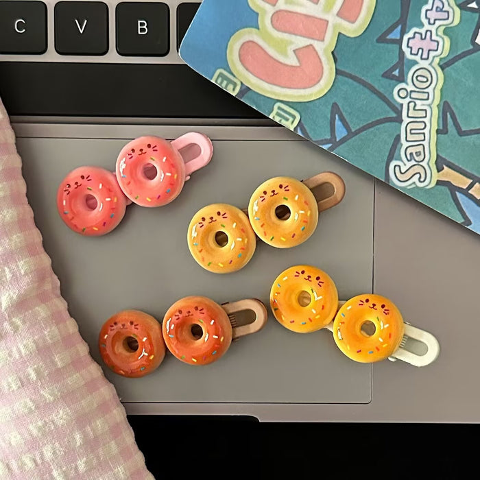Wholesale brown Style Cat Donut Hairpin Fun Cute Girl Style Side Clip Hairpin Accessories Hair Accessories