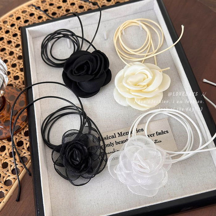 Wholesale Rose necklace for girls, neck flower, black flower collar, neck strap, camellia neck necklace