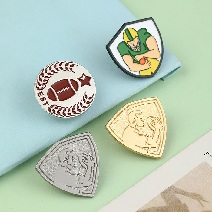 Wholesale Football paint commemorative badge football sports schoolbag decoration alloy brooch