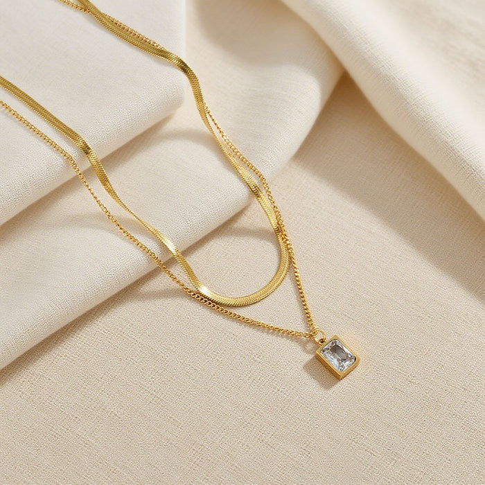 Wholesale 2pcs Simple and stylish  snake chain cross- hop jewelry chain set stainless steel chain necklace