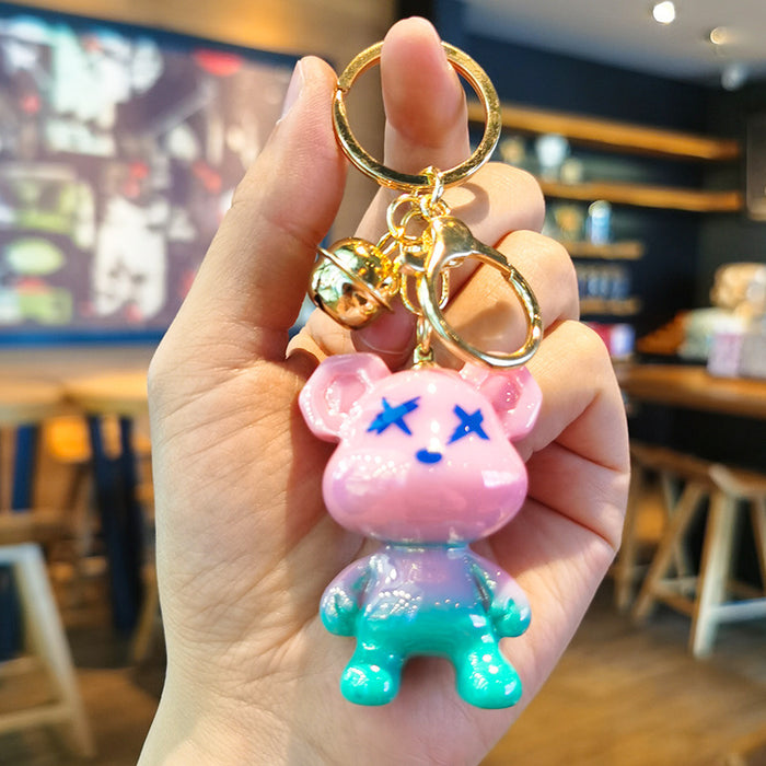 Wholesale Rubber Cartoon Doll Gradient Graffiti Bear Keychain JDC-KC-Tingm186