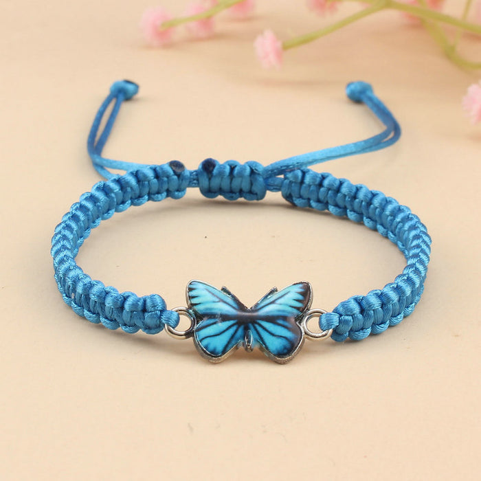 Wholesale hand-woven flat knot adjustable red rope bracelet for men and women couples best friend butterfly bracelet