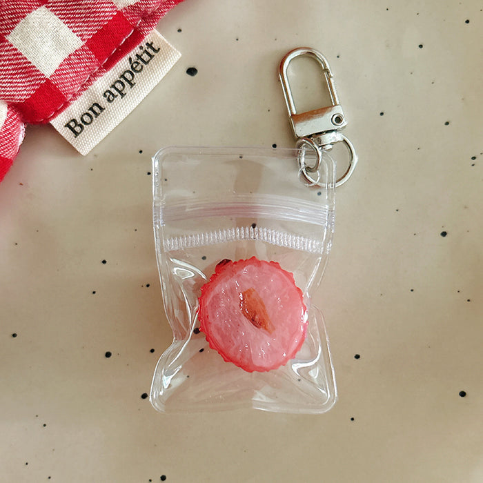 Wholesale Resin Fruit Keychain Set Half Cut Cantaloupe Loquat Lychee Bag Charm Phone Pendant Boutique Resale