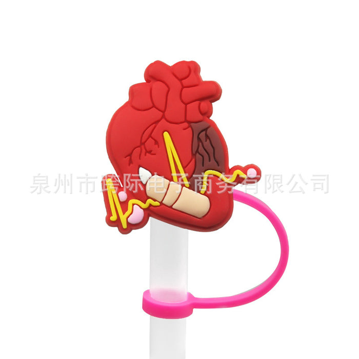 Wholesale 10pcs Silicone Medical Style Cartoon Straw Cover JDC-SCR-KuaJ006