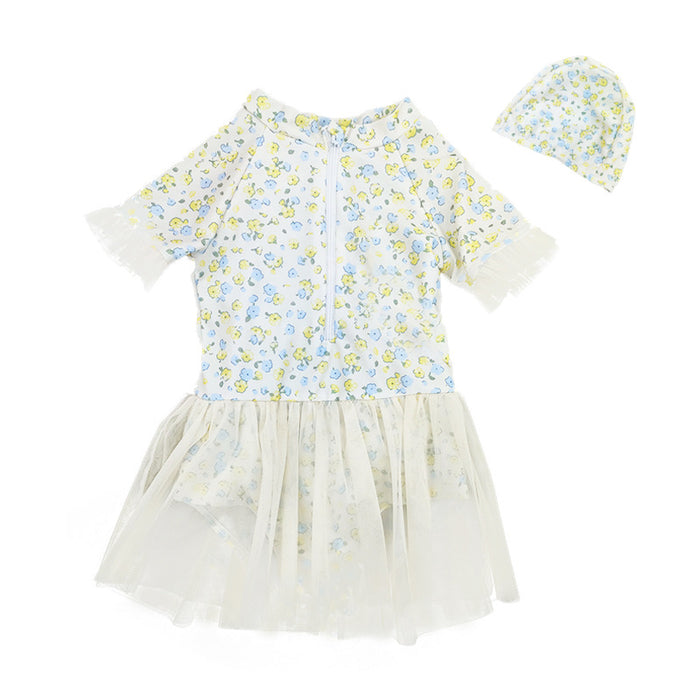 Wholesale Children's swimsuit polyester floral jumpsuit style