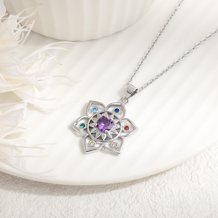 Wholesale hollow flower pendant new  round purple edge color lotus necklace