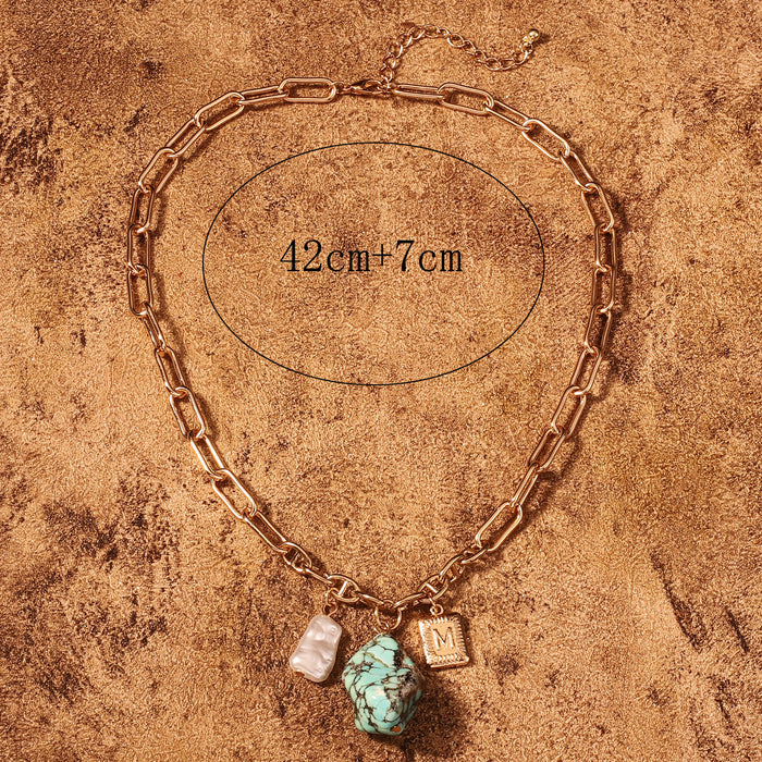 Wholesale turquoise pendant necklace personality temperament retro necklace for women