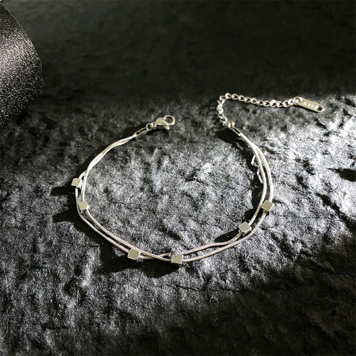 Wholesale simple small square double-layer bracelet trendy temperament bracelet