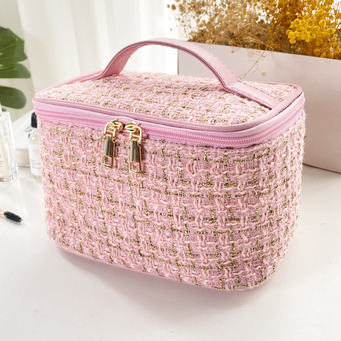 Wholesale Checkered Handheld Makeup Bag, Large Capacity Portable Toilet Bag, Travel Storage Bag