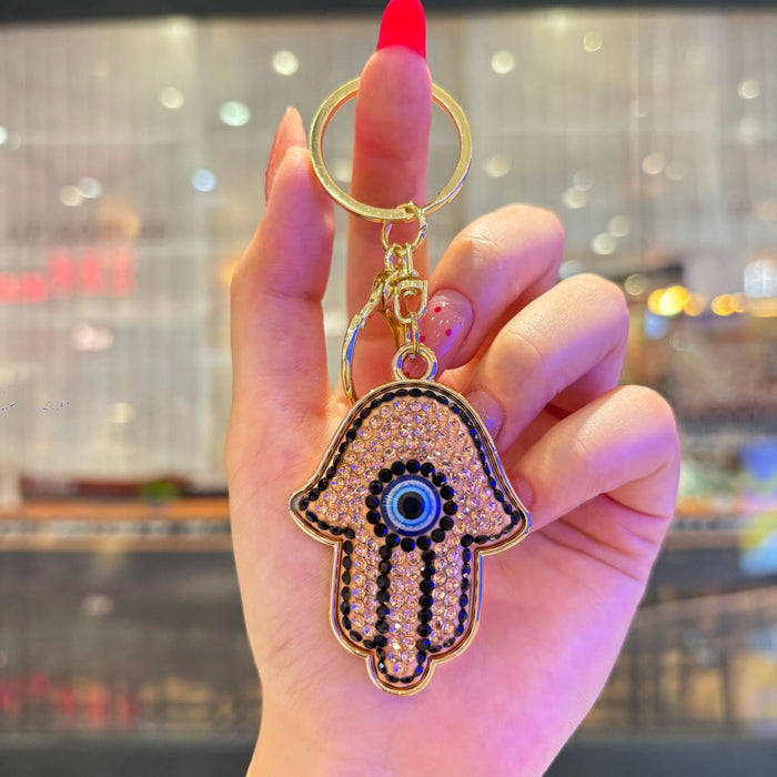 Wholesale Stylish Rhinestone Demon Eye Keychain Hip Hop Car Decoration Bag Charm Gift Accessory