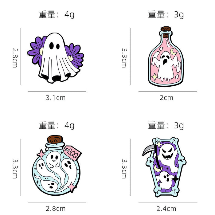Wholesale  Badge Cute White Ghost Alloy Brooch Horror Night Holiday Party Clothes Decorations