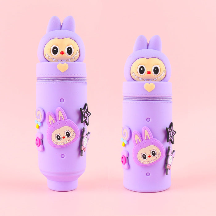Wholesale Trendy Cartoon Hole Pencil Case Silicone Student Stationery minimum quantity：10