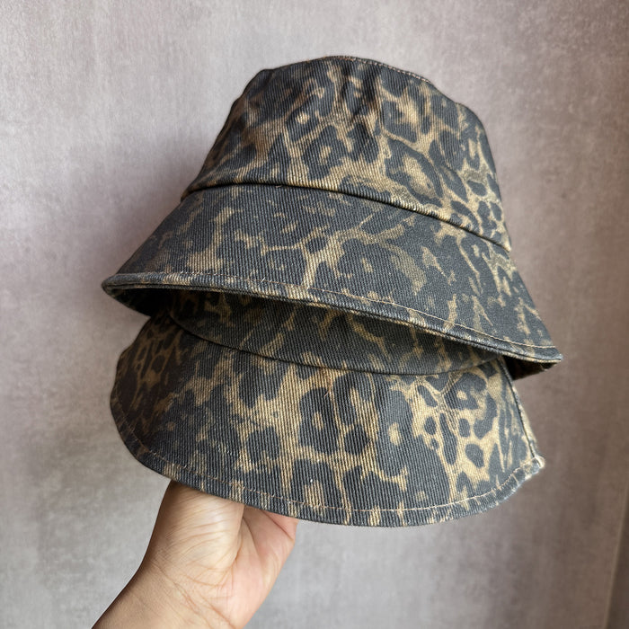 Wholesale Retro leopard print fisherman hat, personalized, versatile, casual, no makeup sun visor hat