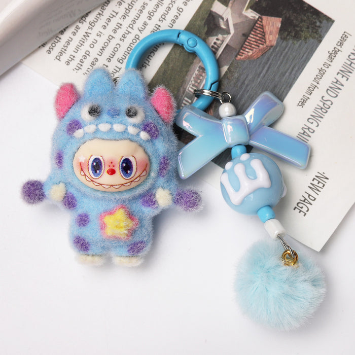 Wholesale Cute flocked polka dot doll keychain