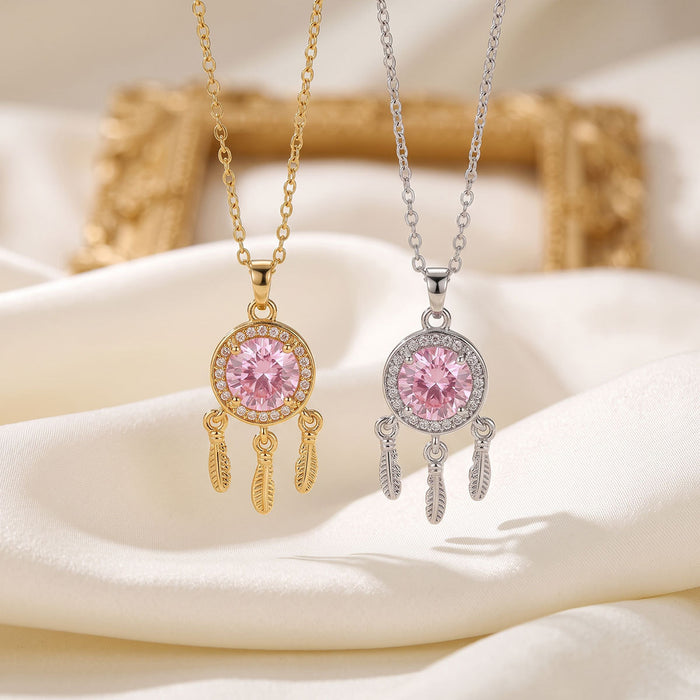 Wholesale Vintage Dream Catcher Necklace Gold Plated Copper Titanium Steel Accessory MOQ≥2