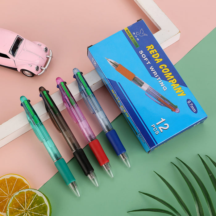 Wholesale Creative simple four-color ballpoint pen multi-color touch pen multi-functional four-color pen practical business office stationery