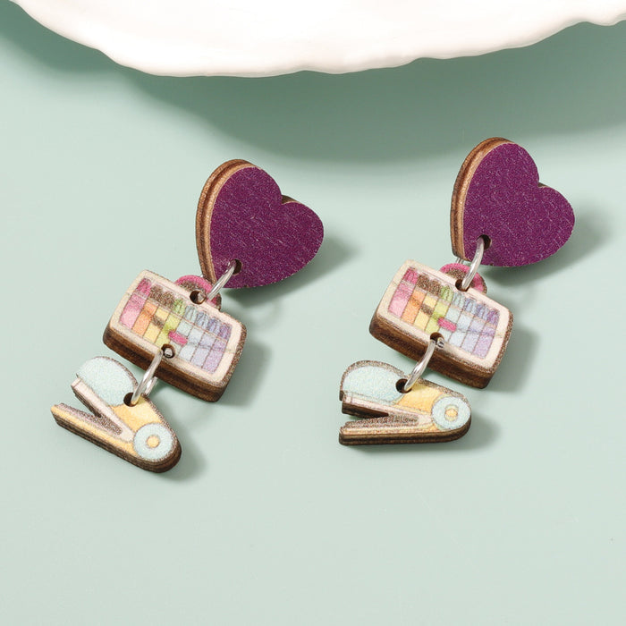 Wholesale wooden printed handmade personalized earrings