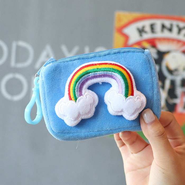 Wholesale New Square Candy Color Rainbow Card Holder Keychain Bag Hanging Women' s Small Wallet Student Mini Storage Bag