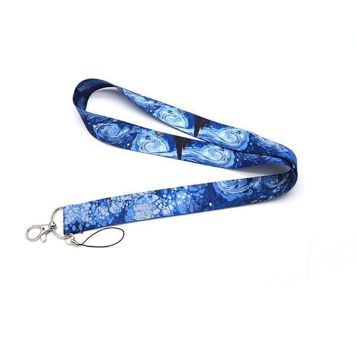 Wholesale Painting series double-sided printed polyester anti-loss neck strap phone lanyard and keychain