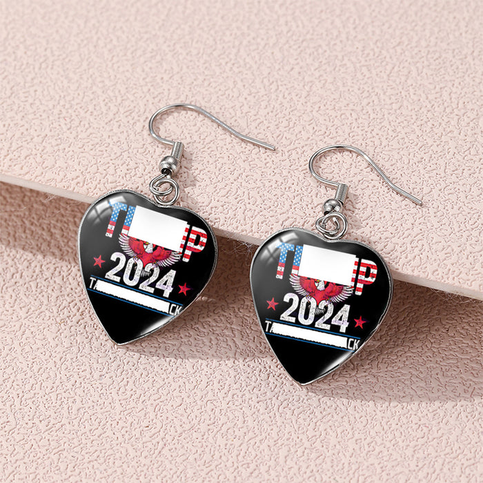 Wholesale American Independence Day Love Stainless Steel Ear Hook Earrings JDC-ES-KaLu009