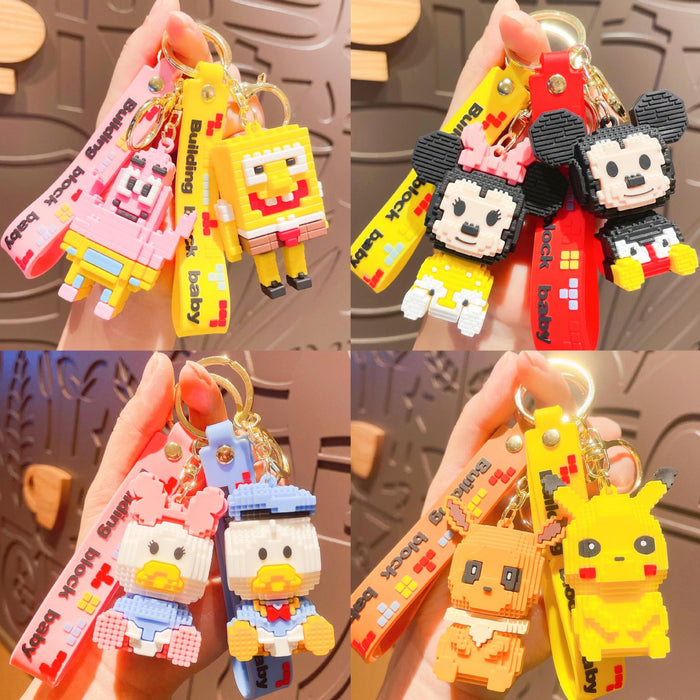 Wholesale Cartoon Building Block PVC Keychain JDC-KC-JinYuan001