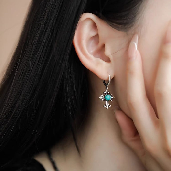 Wholesale Vintage turquoise cross earrings