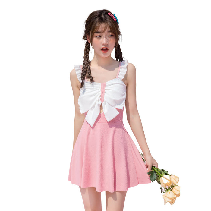 Wholesale New cute camisole student swimsuit for girls, middle-aged and young children, one-piece skirt style hot spring vacation swimsuit