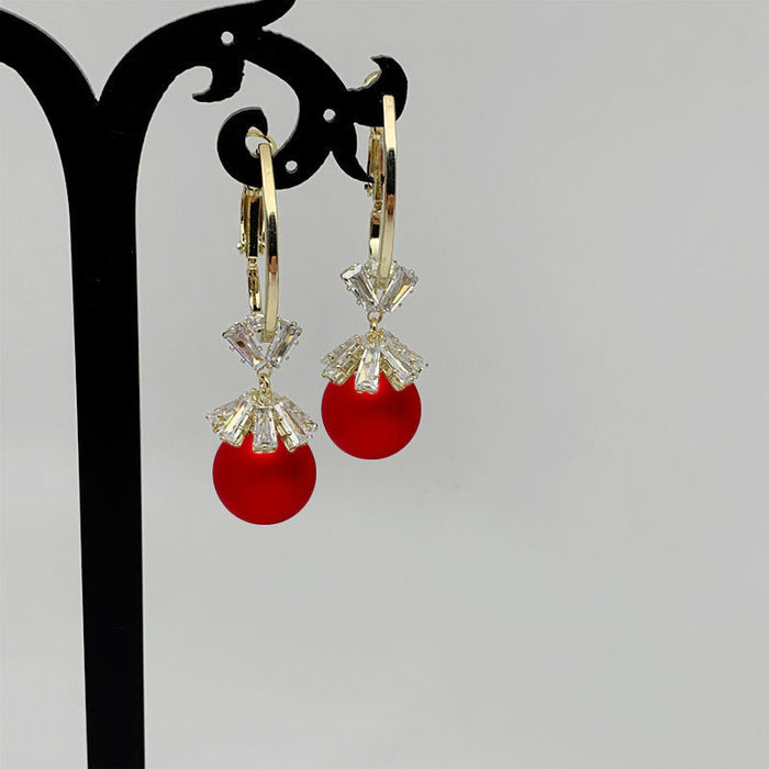 Wholesale   long earrings for women  red Agate Pearl earrings earrings