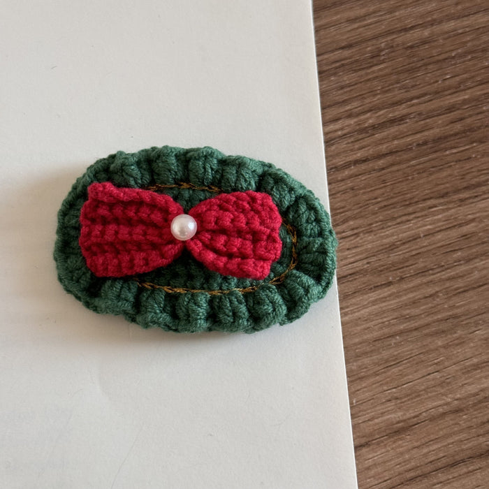 Wholesale Handmade Christmas Tree Dot Wool Hair Clips For Kids Holiday Everyday Styling Hair Accessory