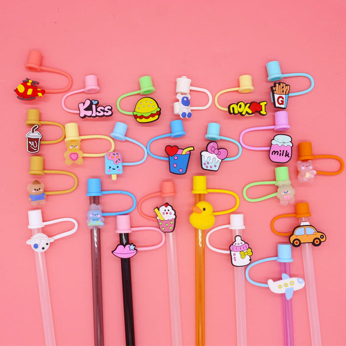 Wholesale 8MM Cute Doll Silicone Straw Cap JDC-SCR-MeiTeEr001