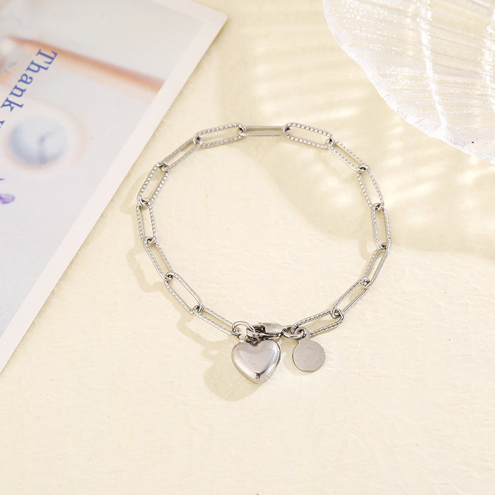 Wholesale Simple stainless steel titanium steel heart-shaped pendant bracelet for women