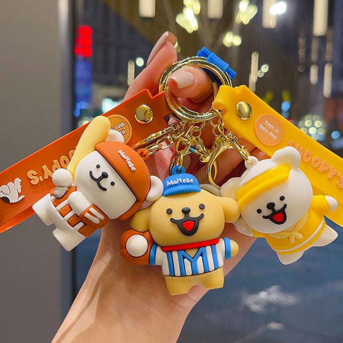 Wholesale PVC Cartoon Line Puppy Badminton Keychain Bag Charm Gift