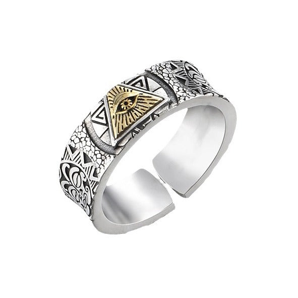 Wholesale Silver Eye of God Ring Men' s Original Niche Retro High-grade All-match Open Ring