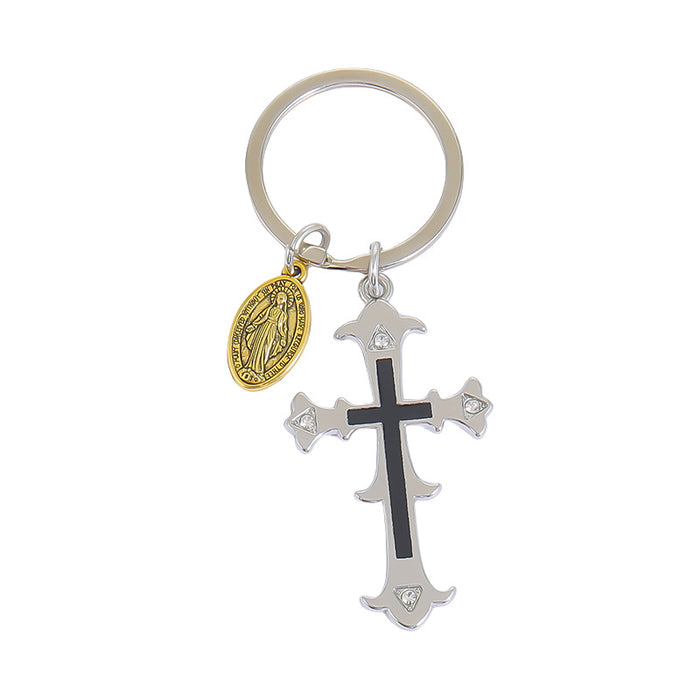 Wholesale Retro Cross Zinc Alloy Keychain Fashion Accessory for Couples Gift MOQ:2