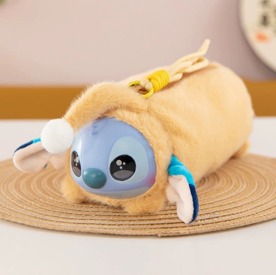 Wholesale Short Plush Cat Head Pencil Case Cartoon Design MOQ≥2