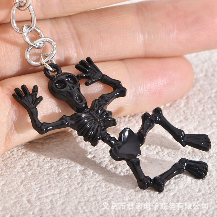Wholesale Skull Keychain Halloween Animal Bat Cat Alloy Dripping Oil Spider