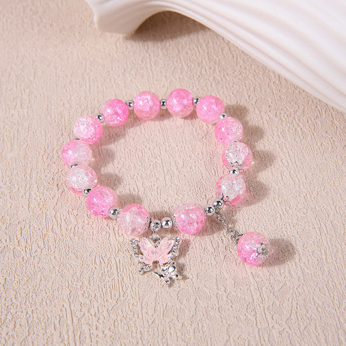 Wholesale New floral butterfly bead bracelet with niche design, crystal bracelet with trendy and versatile colorful accessories