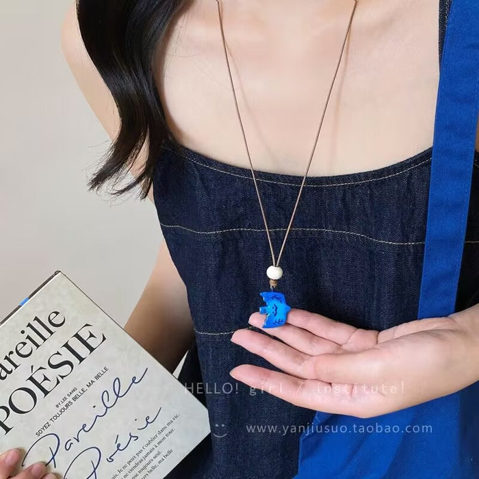 Wholesale Blue Bird Pendant Necklace Handmade Clavicle Chain
