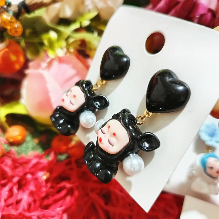 Wholesale Cartoon Rose Doll Cute Silver Needle Earrings for Women