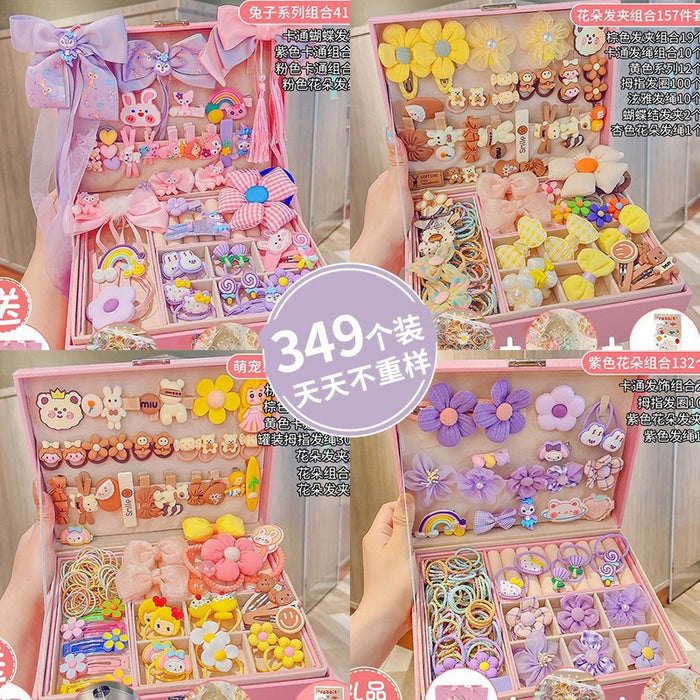 Wholesale Children' s New Headwear Girl Birthday Gift Jewelry Box Princess Girl Hair Accessories Set Gift Box Baby Hair Clip