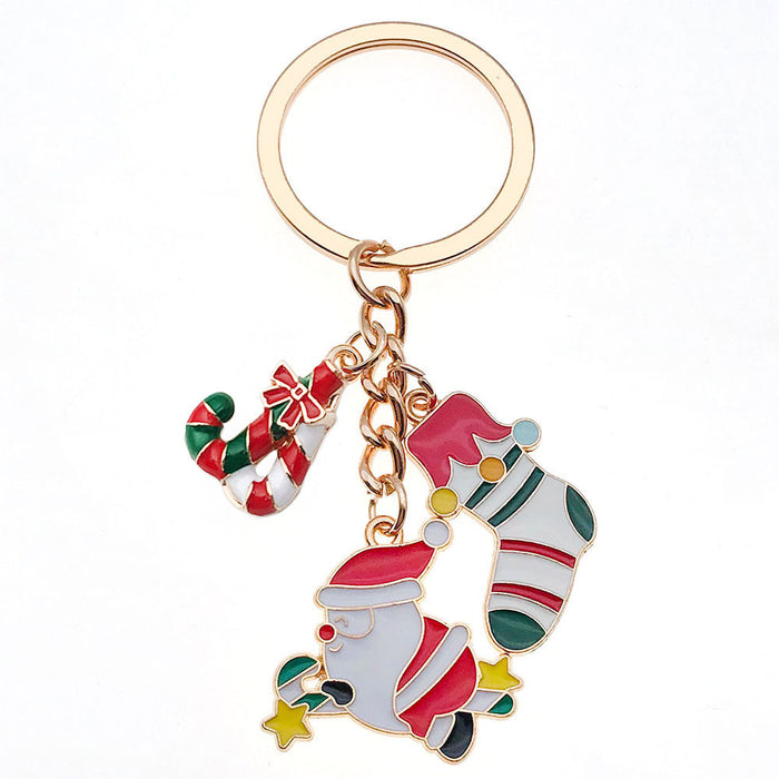 Wholesale Zinc Alloy Christmas Keychain with Snowman Elk Design Festive Gift Keyring