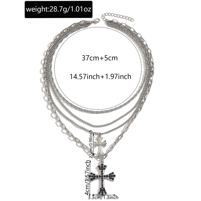 Wholesale Multi layered cross pendant necklace with a light luxury and high-end feel, collarbone